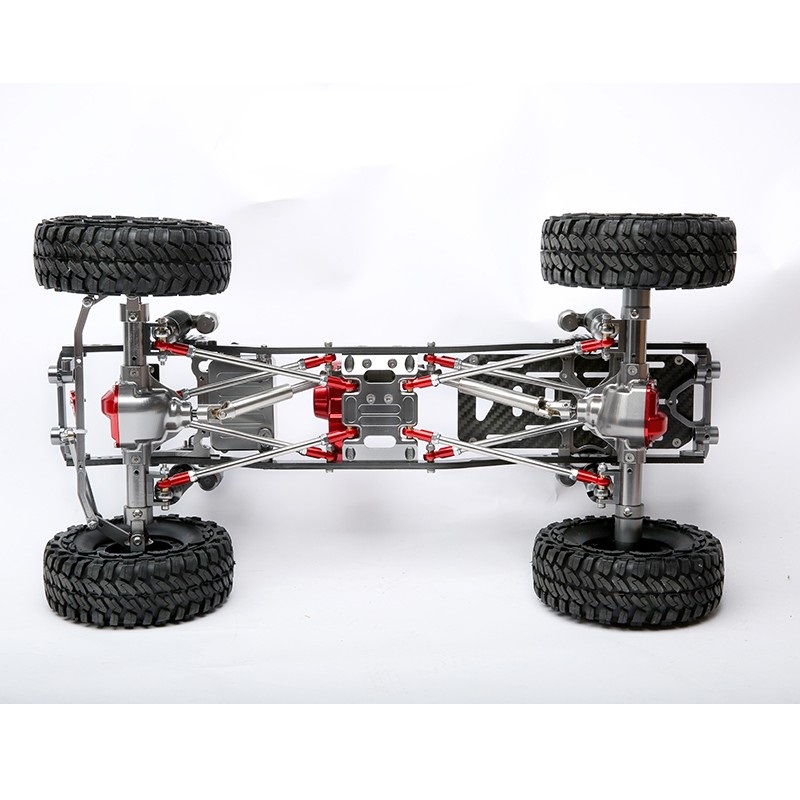 CNC Metal+Carbon Crawler Chassis 313MM Wheelbase with Tires & Shocks SCX10 Compatible