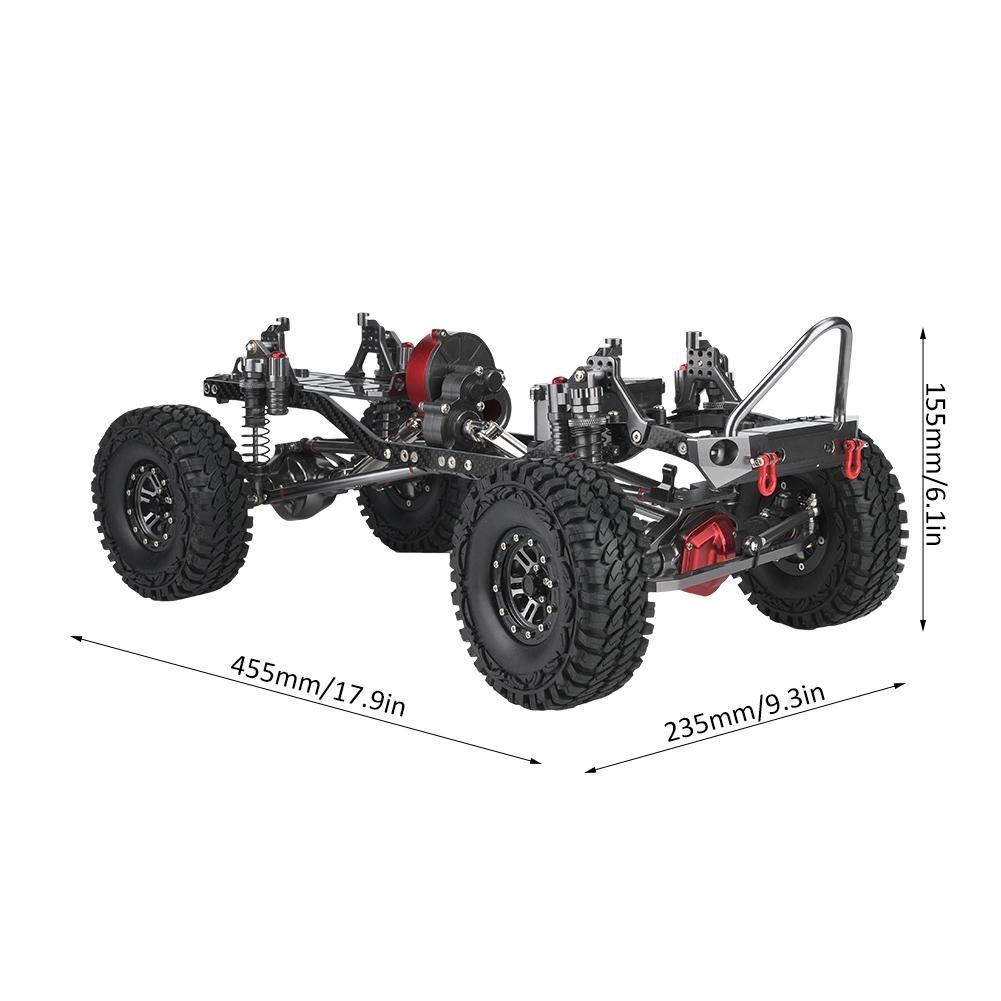 CNC Metal+Carbon Crawler Chassis 313MM Wheelbase with Tires & Shocks SCX10 Compatible